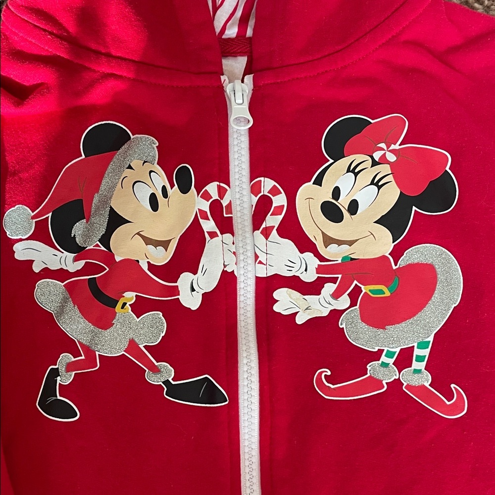 Disney World Parks Holiday Red Hoodie with Mickey and Minnie - Picture 2 of 6